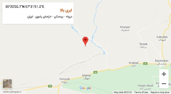 روستای ابری بالا بر روی نقشه