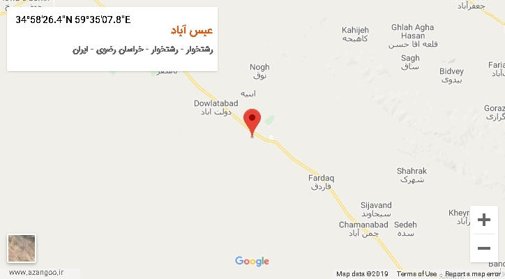 روستای عبس آباد بر روی نقشه