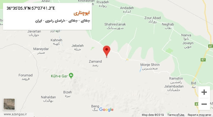 روستای ابوچناری بر روی نقشه