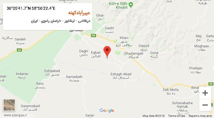 روستای عبیرآبادکهنه بر روی نقشه