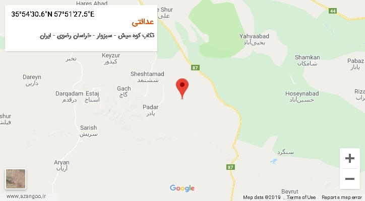 روستای عدالتی بر روی نقشه
