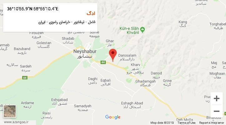 روستای ادگ بر روی نقشه