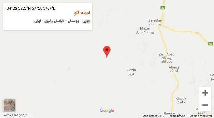 روستای ادینه گاو بر روی نقشه
