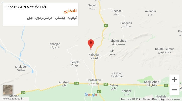 روستای افتخاری بر روی نقشه