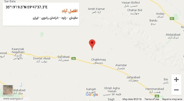 روستای افضل آباد بر روی نقشه