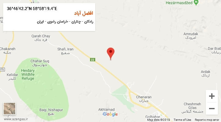 روستای افضل آباد بر روی نقشه