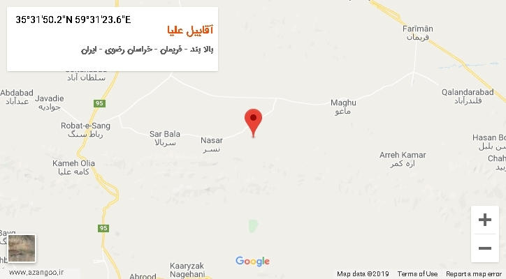 روستای آقابیل علیا بر روی نقشه