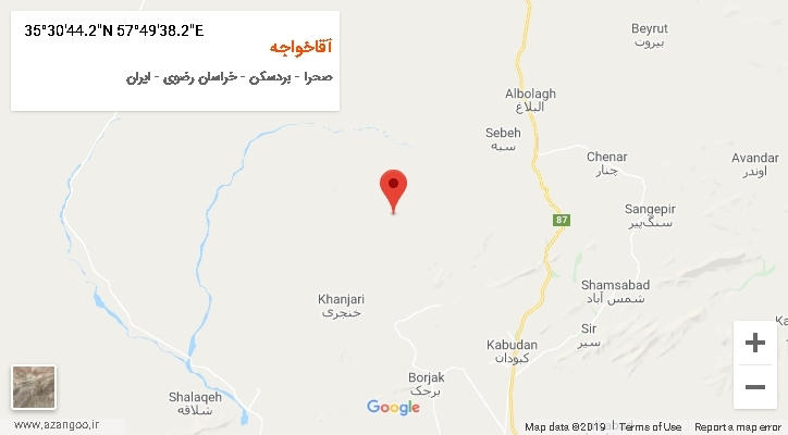 روستای آقاخواجه بر روی نقشه