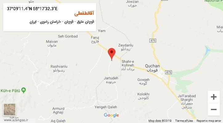 روستای آقالطفعلی بر روی نقشه