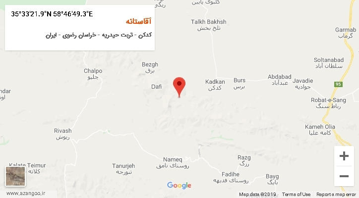 روستای آقاستانه بر روی نقشه