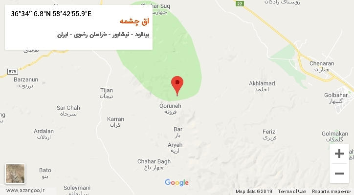 روستای اق چشمه بر روی نقشه