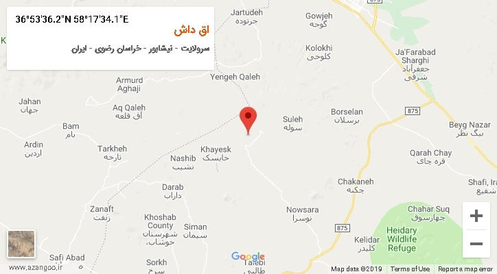 روستای اق داش بر روی نقشه