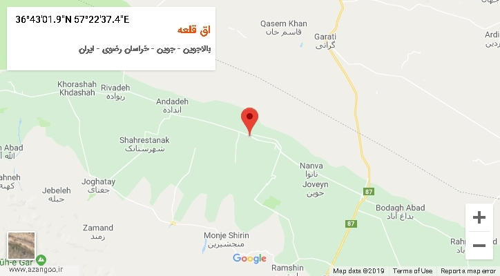 روستای اق قلعه بر روی نقشه