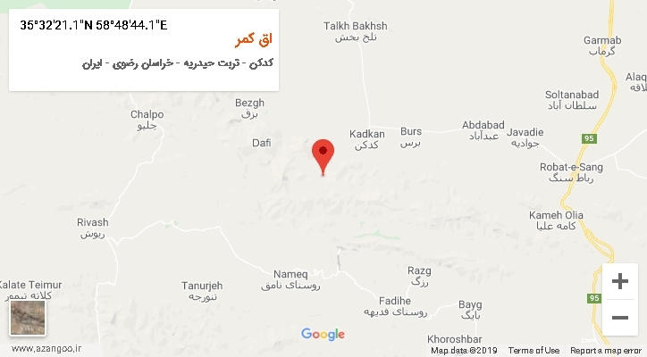 روستای اق کمر بر روی نقشه