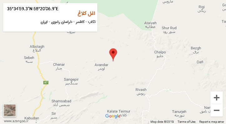 روستای اغل کلاغ بر روی نقشه