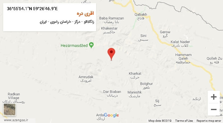 روستای اقری دره بر روی نقشه