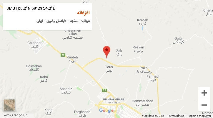 روستای اغزغانه بر روی نقشه