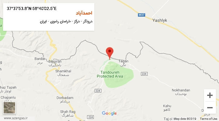 روستای احمدآباد بر روی نقشه