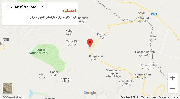 روستای احمدآباد بر روی نقشه