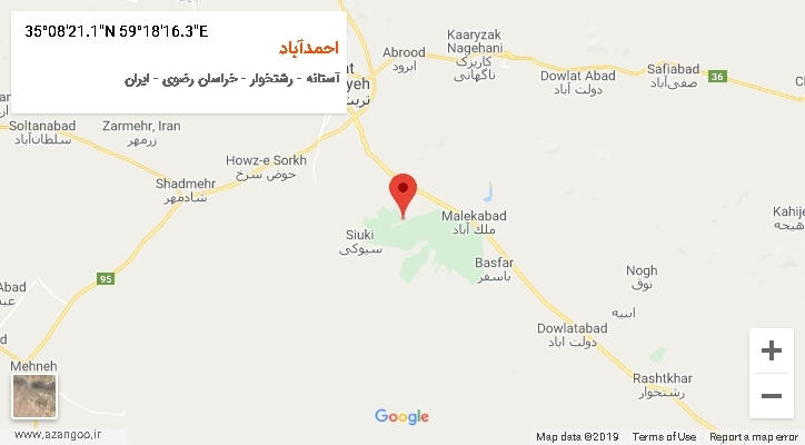 روستای احمدآباد بر روی نقشه