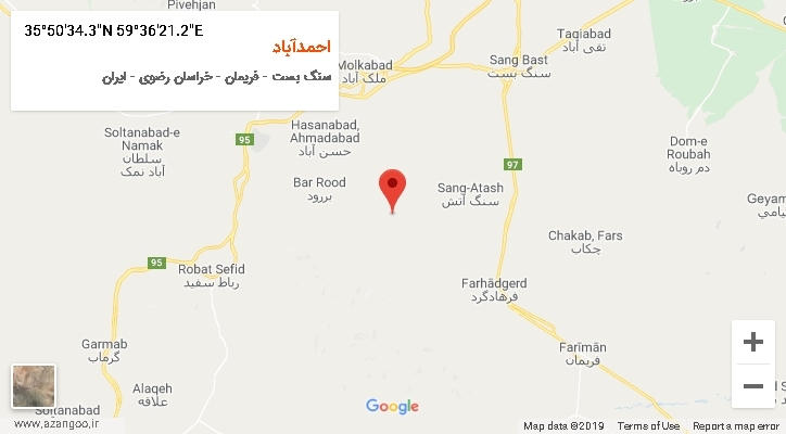 روستای احمدآباد بر روی نقشه