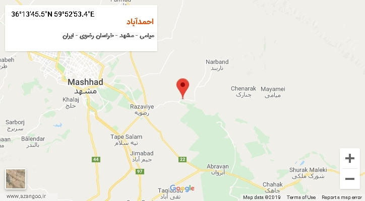 روستای احمدآباد بر روی نقشه