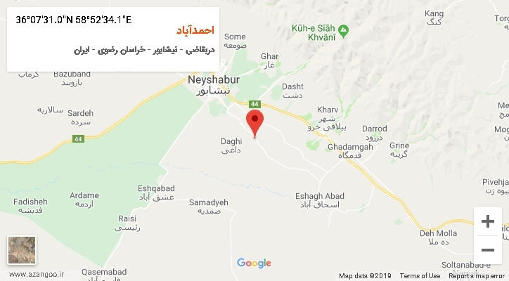 روستای احمدآباد بر روی نقشه