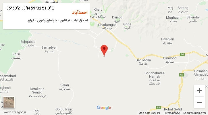 روستای احمدآباد بر روی نقشه