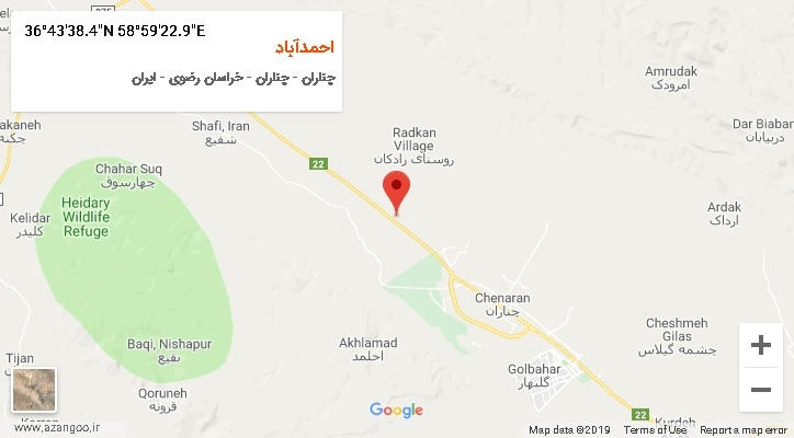 روستای احمدآباد بر روی نقشه