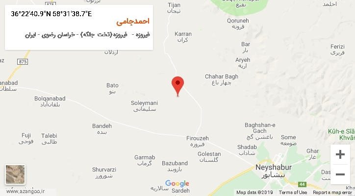 روستای احمدجامی بر روی نقشه