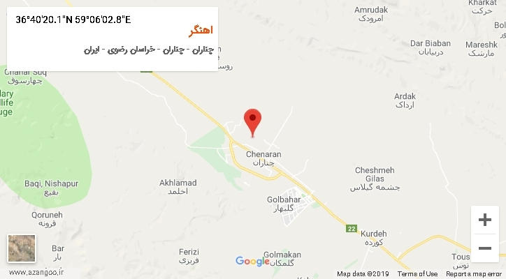 روستای اهنگر بر روی نقشه