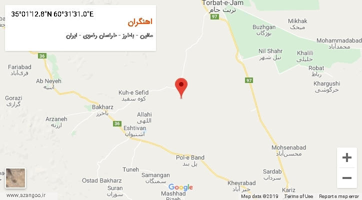 روستای اهنگران بر روی نقشه