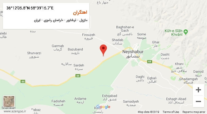 روستای اهنگران بر روی نقشه