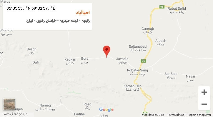 روستای احیاآباد بر روی نقشه