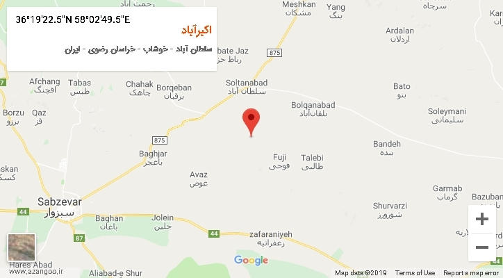 روستای اکبرآباد بر روی نقشه