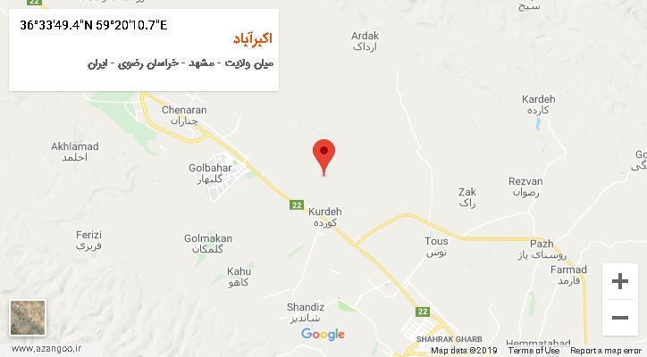 روستای اکبرآباد بر روی نقشه