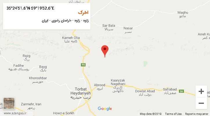 روستای اخرک بر روی نقشه