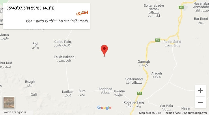 روستای اختری بر روی نقشه