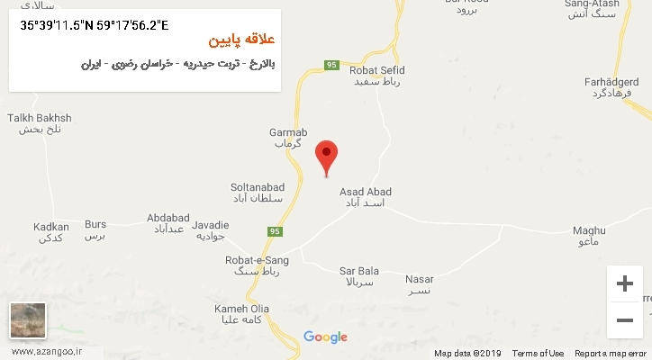 روستای علاقه پایین بر روی نقشه