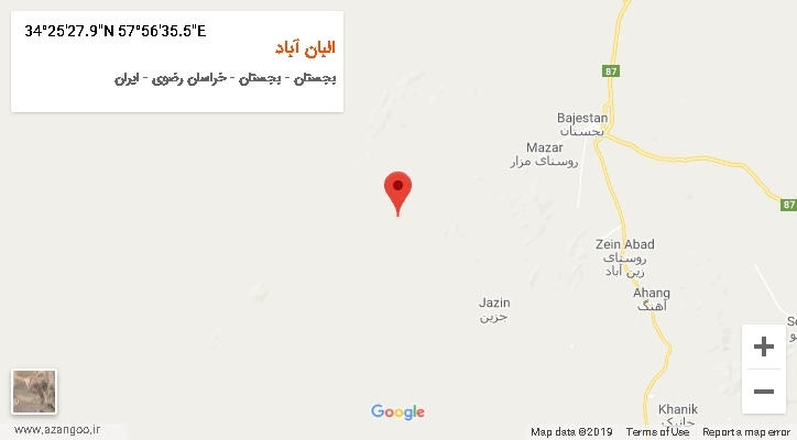 روستای البان آباد بر روی نقشه