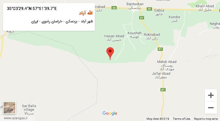 روستای الله آباد بر روی نقشه