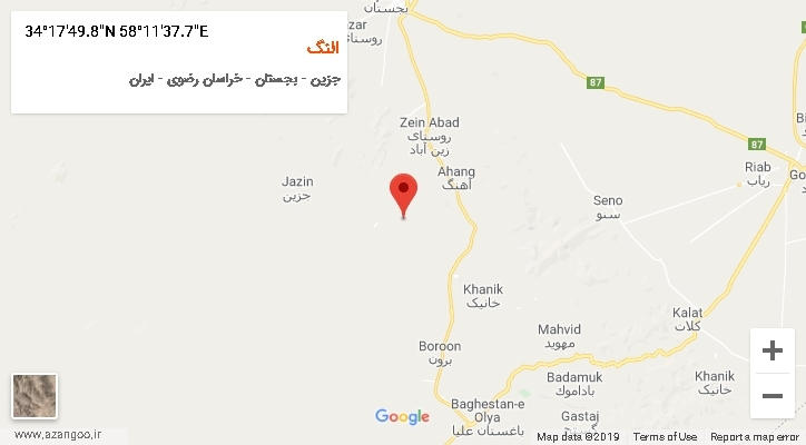 روستای النگ بر روی نقشه