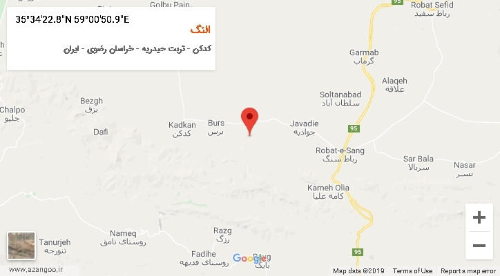 روستای النگ بر روی نقشه