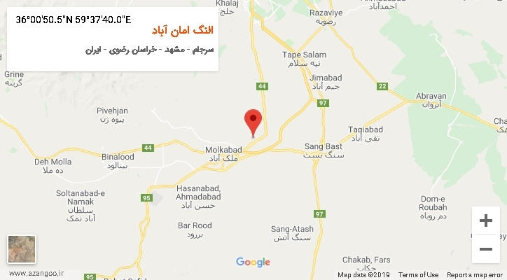 روستای النگ امان آباد بر روی نقشه