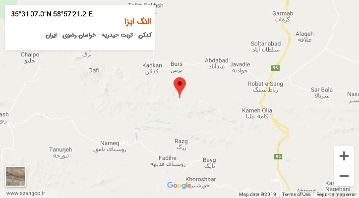 روستای النگ ایزا بر روی نقشه