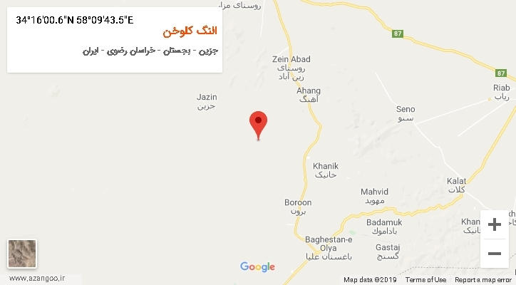 روستای النگ کلوخن بر روی نقشه