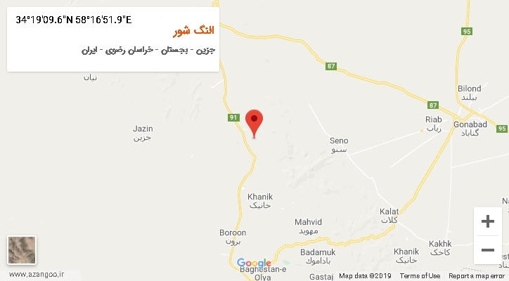 روستای النگ شور بر روی نقشه