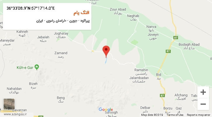 روستای النگ یام بر روی نقشه