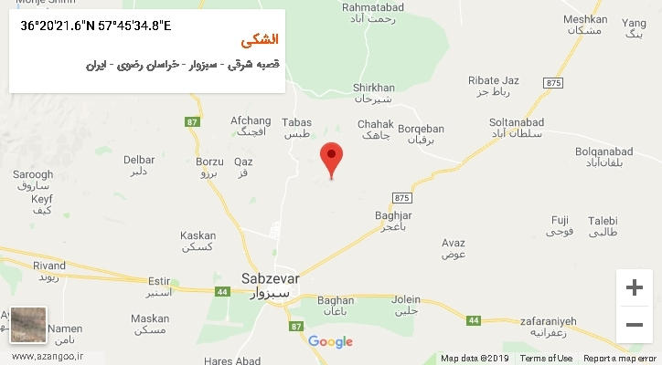 روستای الشکی بر روی نقشه