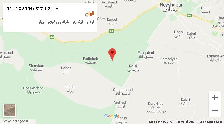 روستای الوان بر روی نقشه